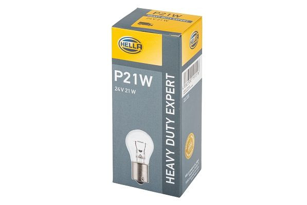 HELLA Halogen-Glühlampe, P21W, Heavy Duty Expert, 24V, 21W, Sockelausführung Glühlampe: BA15s, Schachtel, 8GA 002 073-251