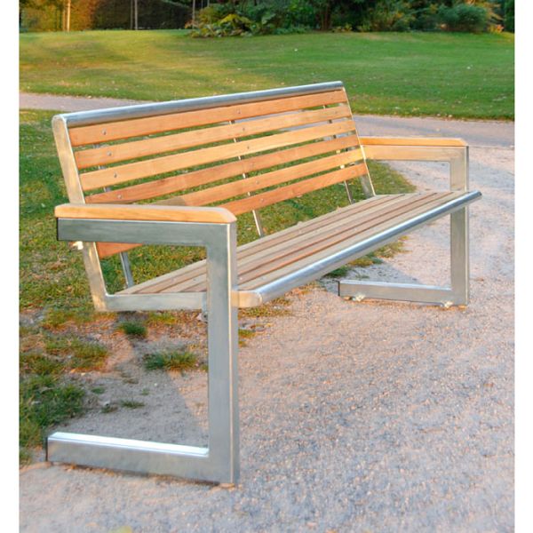 Stein HGS Sitzbank Cosmo mit Rückenlehne gestrahlt (matt) 20846