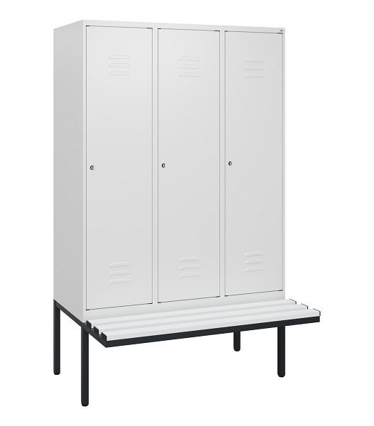 C+P Umkleidespind Classic PLUS, 3 Abteile, 1950x1200x815mm, 9016/9016, Zylinderschlösser, 0800405-32 S10059