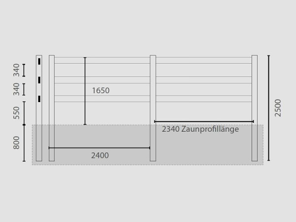 Growi Koppelsystem Ranch FS 3 L, Endpfosten 12,7x12,7x 250cm lang, 10030820