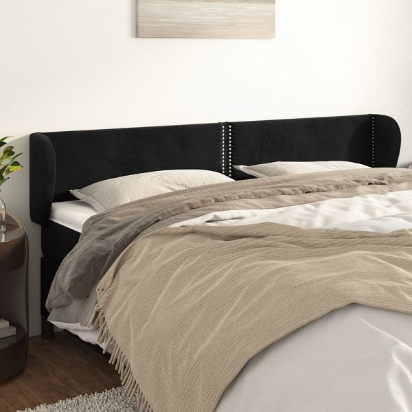 vidaXL Kopfteil mit Ohren Schwarz 203x23x78/88 cm Samt, 3117072