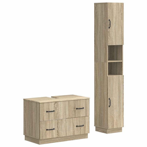 vidaXL 2-teiliges Badezimmer Schrank Set HOORN Sonoma-Eiche, 3417551