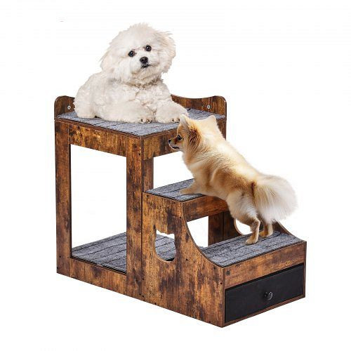 VEVOR Etagenbett für Haustiere mit abnehmbarer Treppe und Stauraum, 830 x 450 x 675 mm (Braun), SXPSCWSCCZSXMPZCPV0