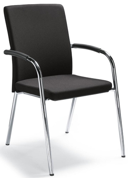 Deskin Besucher- und Konferenzstuhl RIVA 4, Schwarz, 570 x 680 x 920 mm, Gestell: Verchromt, 280690