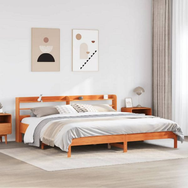 vidaXL Massivholzbett ohne Matratze Wachsbraun 200x200 Kiefernholz, 3306878
