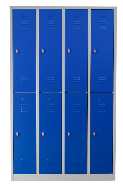 Gürkan Garderobenschrank, 50 x 117 x 195 cm, Lichtgrau, Enzianblau, Vorhangschloss, WRC.8(4.2).195117, 106316