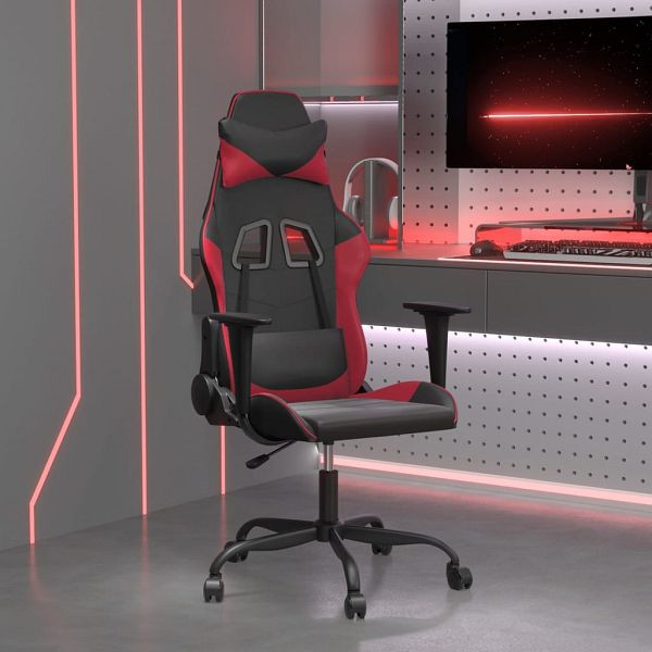 vidaXL Gaming-Stuhl Schwarz und Weinrot Kunstleder, 3143648