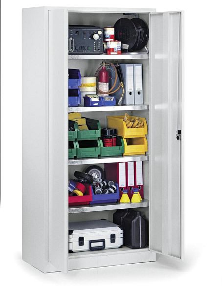 Deskin Materialschrank aus Stahl - Tiefe 500 mm, Farbe Lichtgrau, B 920 x H 1950 x T 500 mm, 257985