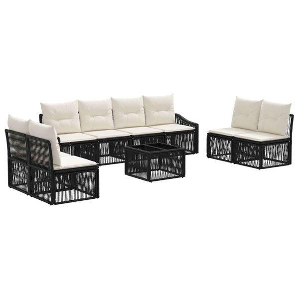 vidaXL Gartensofa-set 9-teilig Schwarz Poly-Rattan, 3435982