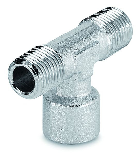 Prevost T-Stück mit einem mittigem Innengewinde - A31, AG BSPT= R 3/8, IG BSPP= G 3/8, VE: 10 Stück, A31 3838