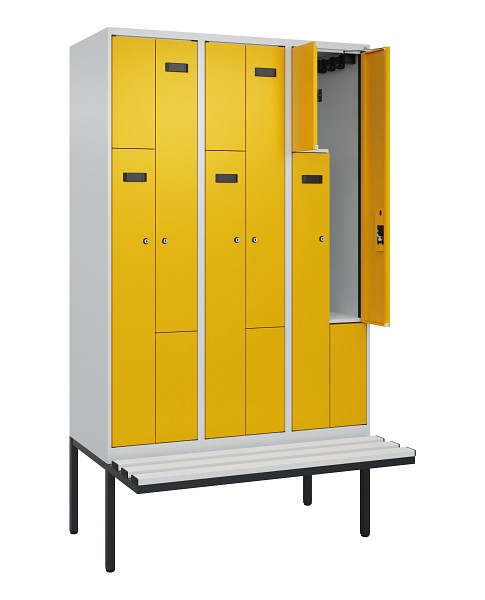 C+P Z-Spind Evolo PLUS, Bank, 6 Fächer, 2120x1200x815mm, 7035/1004, Zylinderschloss, Material Sitzfläche Kunststoff, 0490437-326 S10075