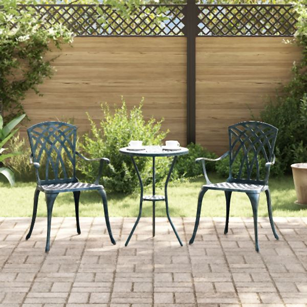 vidaXL Gartenstühle 2er Set Grünes Gusseisen, 42002401, 8721158863157