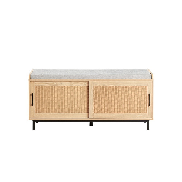 SoBuy Schuhbank mit 2 Türen Holzfarbe 110x40x49cm, Modern, FSR154-N