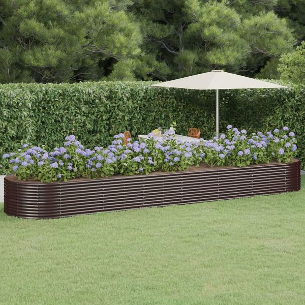 vidaXL Hochbeet Pulverbeschichteter Stahl 584x140x68 cm Braun, 319120