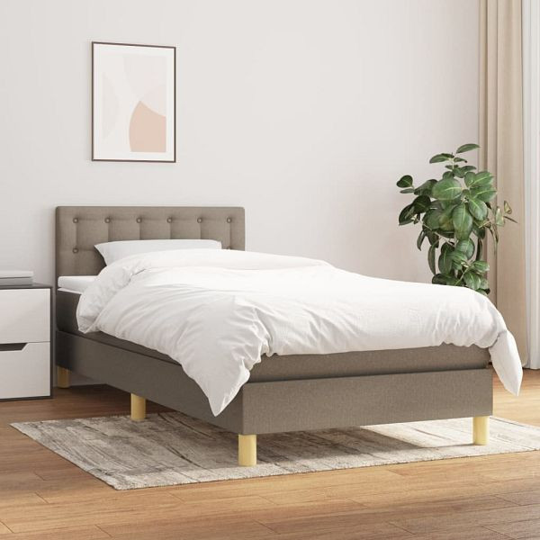 vidaXL Boxspringbett mit Matratze Taupe 90x200 cm Stoff, 3140909