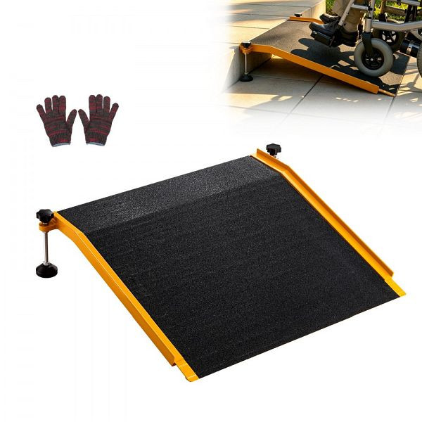 VEVOR Schwellenrampe 670x810mm, 181,4kg Rollstuhlrampe, Verstellbare Höhe, Rutschfest, Alu Auffahrrampe für Rollstuhl und Scooter, PBSMJPD26315AZARX001V0