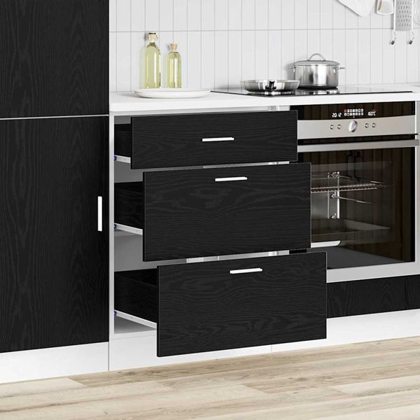 vidaXL Küchenunterschrank Riga Schwarz Eichen-Optik 60 x 46 x 81,5 cm, 876694