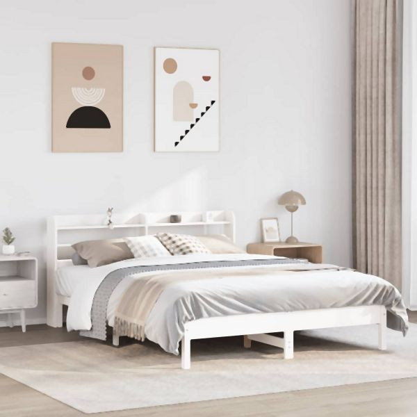 vidaXL Massivholzbett ohne Matratze Weiß 140x190 cm Kiefernholz, 3306901