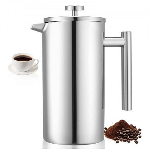 VEVOR 1,5 L French Press Edelstahl, doppelwandig isolierter Kaffeebereiter, Silber für Camping und Küche, BXGKFYHBXGYSXDLKO001V0