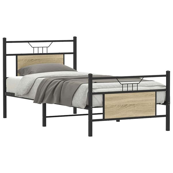 vidaXL Bettgestell ohne Matratze Sonoma-Eiche 90x190 cm Holzwerkstoff, 4106802