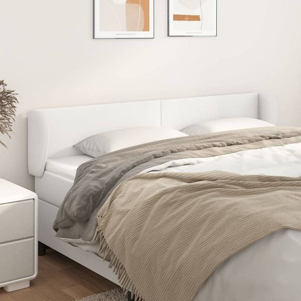 vidaXL Kopfteil mit Ohren Weiß 183x23x78/88 cm Kunstleder, 3116967