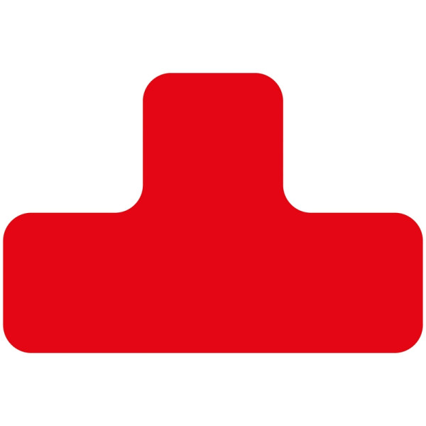 Eichner Stellplatzmarker "T-Stück", Schenkelbreite 50 mm, Länge 150x100 mm, für glatte Gründe innen, widerstandsfähig, rot, VE: 25 Stück, 9225-20021-020