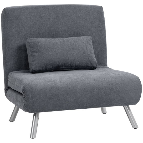 HOMCOM Polstersessel mit Bettfunktion, 3-in-1 Design, Schlafsessel, Gästebett, Stoffbezug, mit Kissen, Dunkelgrau, 83B-396V00CG