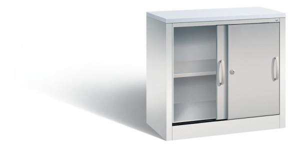C+P Sideboard mit Schiebetüren Acurado, H720xB800xT400mm, Farbe: Lichtgrau / Weißaluminium, Bügelgriff, 2 OH, 5722-00 S10355