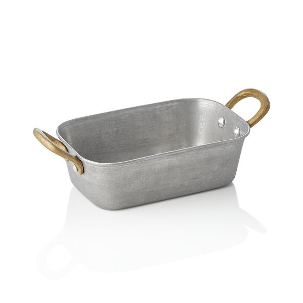 WAS Servierpfanne STEEL & STYLE VINTAGE, mit 2 Messinggriffen, 15 x 9,5 x 4,5 cm, 370 ml, Chromnickelstahl, 2043015