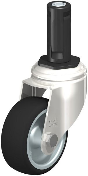 Blickle LKRXA-PATH 80G-11-EXR13 Edelstahl-Apparate-Lenkrolle mit Expander, Thermoplastisches Polyurethan, Grau, 853396