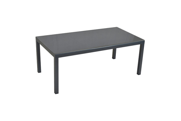 Merxx Tisch 190 x 100 cm, Halbrundprofil, graphitfarbenes Gestell/graue Glasplatte, Alumiuniumgestell, 26422-217