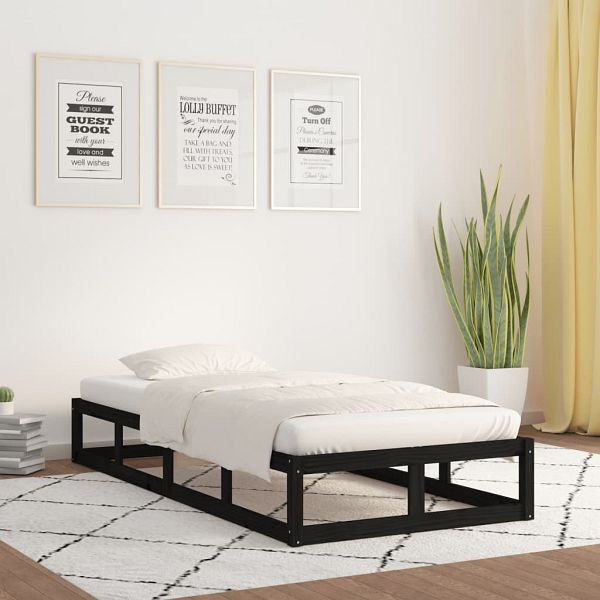 vidaXL Massivholzbett Schwarz 100x200 cm, Material des Bettgestells: Massives Kiefernholz, 820790