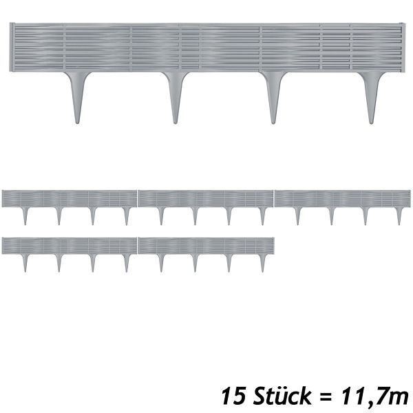 DEUBA Beeteinfassung 3er-Set Grau 11,7m, 994460, 4250525378283