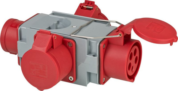 Brennenstuhl CEE Adapter Stromverteiler IP44 (1x CEE Stecker 400V/16A & 3x CEE Steckdosen 400V/16A) für Baustelle, 1081640