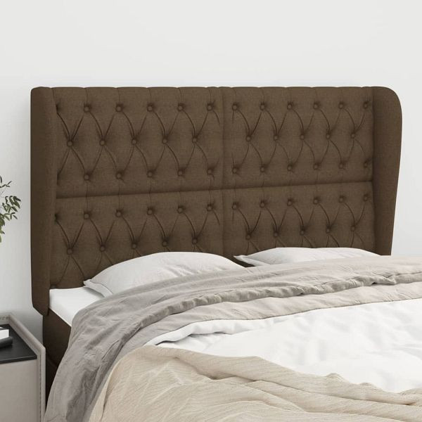vidaXL Kopfteil mit Ohren Dunkelbraun 163x23x118/128 cm Stoff, 3118301