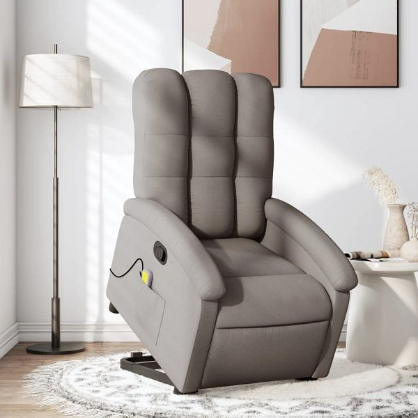 vidaXL Massagesessel mit Aufstehhilfe Taupe Stoff, 3204112