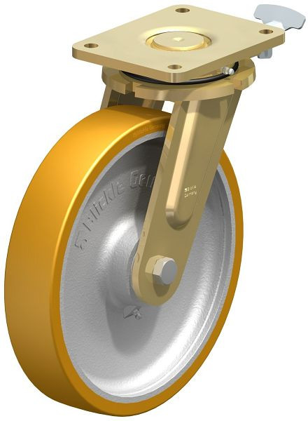 Blickle LS-GTH 300K-RI4 Stahlgeschweißte Schwerlast-Lenkrolle, schwere Drehkranz-Ausführung, Blickle Extrathane®, Hellbraun, 739294