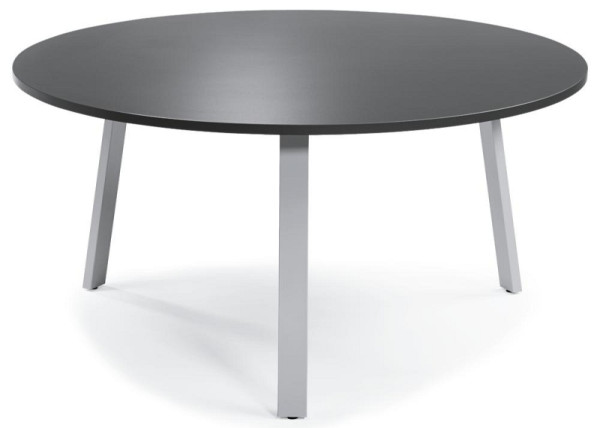 Deskin Konferenztisch RIO, Platte Dekor Anthrazit, Gestell Alusilber RAL 9006, Durchmesser 1000 mm, Höhe 735 mm, 281511