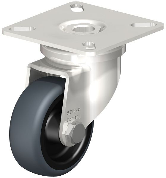 Blickle LPXA-TPA 50G Edelstahl-Apparate-Lenkrolle mit Anschraubplatte, Thermoplastisches Gummi-Elastomer, Grau, 753562