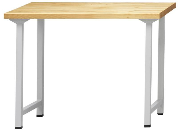 ANKE Werkbänke Arbeitstisch; 1270 x 800 x 890 mm; RAL 7035; Buche-Massiv-Platte 40 mm, 401.101