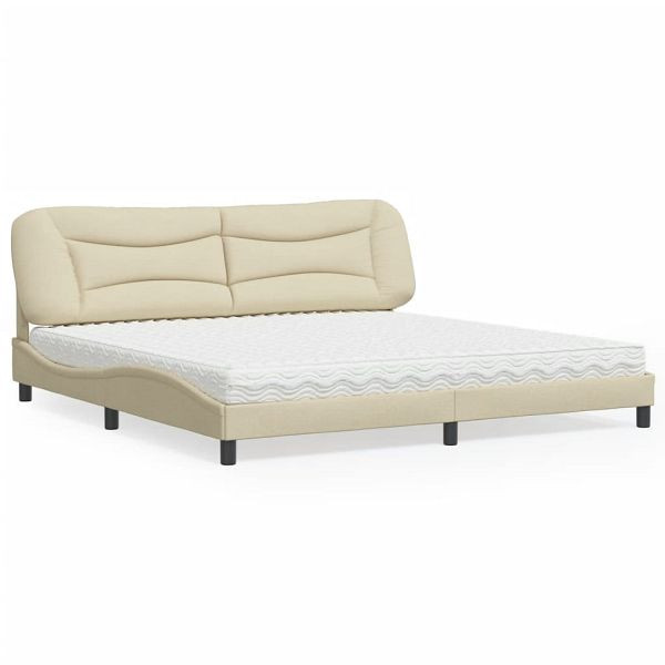 vidaXL Bett mit Matratze Creme 200x200 cm Stoff, 3208560