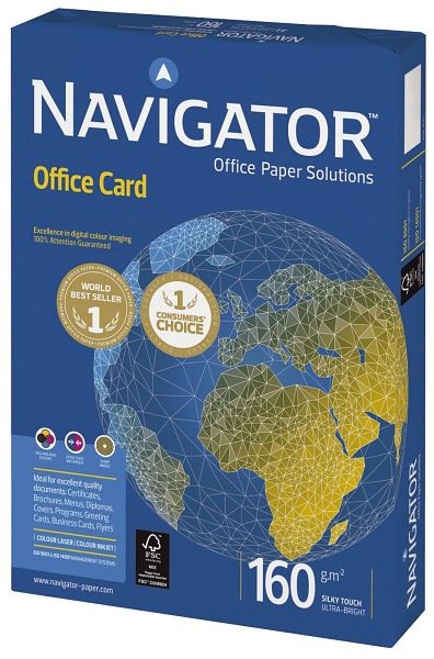 NAVIGATOR Office Card Papier - A4, 160 g/qm, weiß, 250 Blatt, N16A4