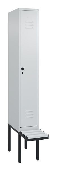 C+P Umkleidespind Classic PLUS, 2120x300x815mm, 7035/7035, Drehriegel, 3 Doppel-Haken, 0800407-10 S10039