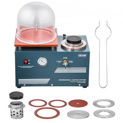 VEVOR Vakuum-Einbettgussmaschine 400 ml mit 3 CFM-Pumpe, Glocke & Manometer, für Schmuckguss 290 W (28x28 cm), ZBDMJ2LWRJL0UN3IJ001V2