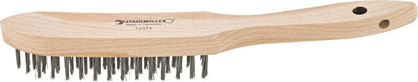 STAHLWILLE Stahldrahtbürste, Länge 290mm Stahldraht glatt 0,35 mm 3-reihig, 77090001