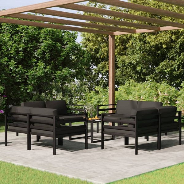 vidaXL 9-teilig Garten-Lounge-Set mit Kissen Aluminium Anthrazit, 3107830