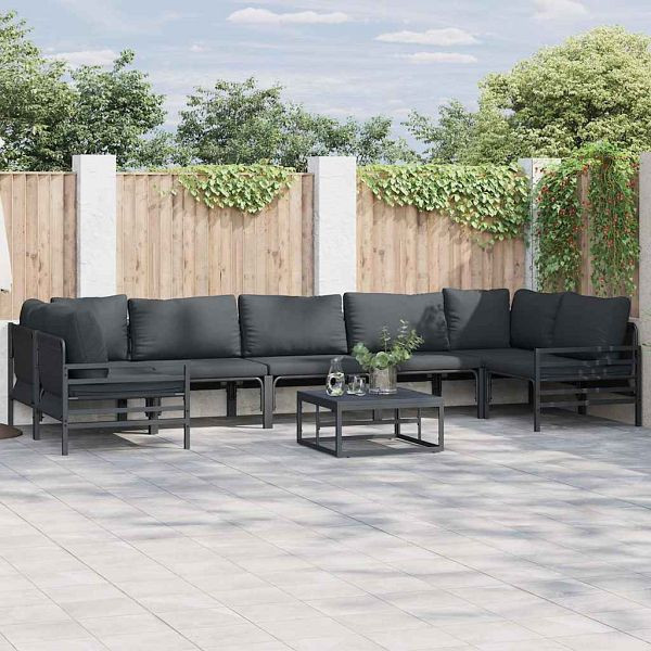 vidaXL Garten-Sofa-Set 7-teilig Anthrazit Stahl, 3378968