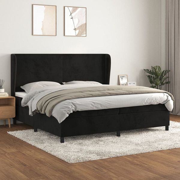 vidaXL Boxspringbett mit Matratze Schwarz 200x200 cm Samt, 3129113