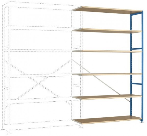 Manuflex Großfach-Steckregal Anbauregal mit 6 Holzverbundböden, HxBxT = 2500 x 1500 x 500 mm, brillantblau, RP1442.5007