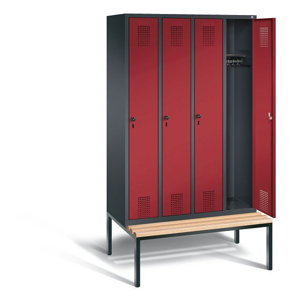 C+P Garderobenschrank Evolo, H2090xB1190xT815mm, Farbe: Schwarzgrau / Rubinrot, 48050-40 S10050